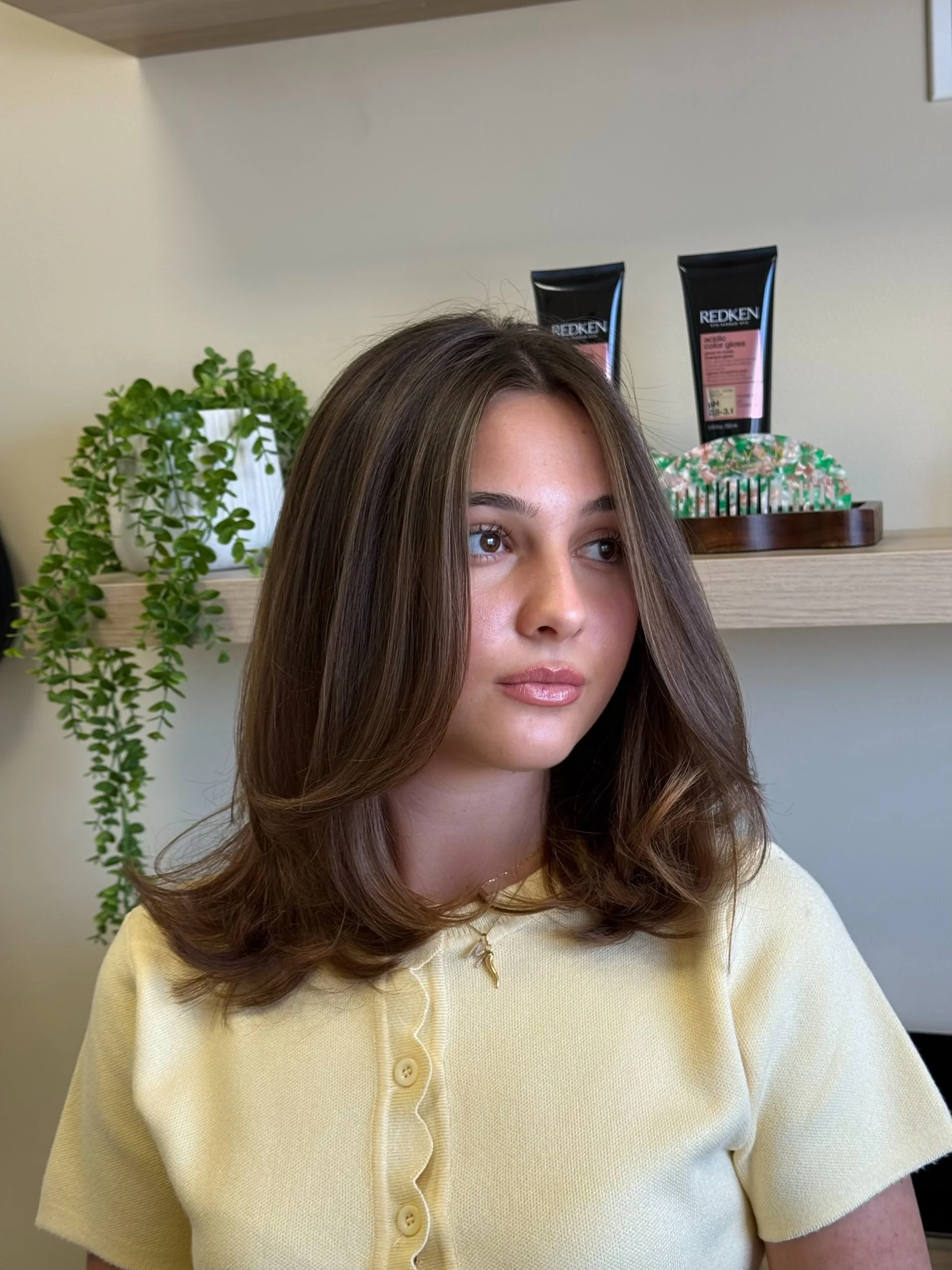 choppy medium layered hair Soft Chocolate Layers With Rounded Blowout Finish