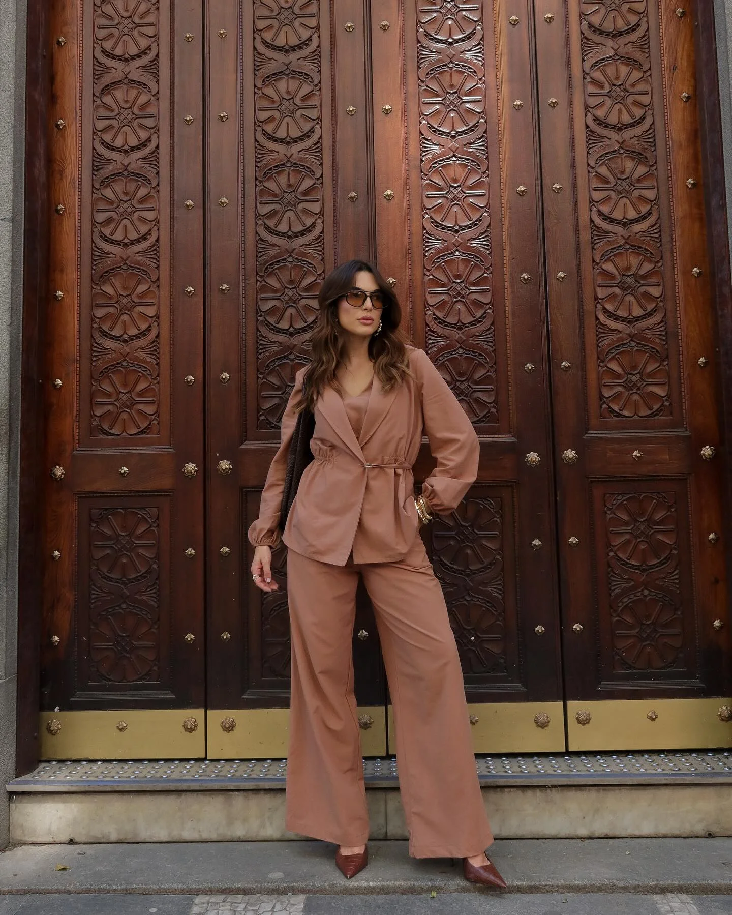 early fall outfits 2026 Monochrome Cinnamon Suit For Modern Elegance