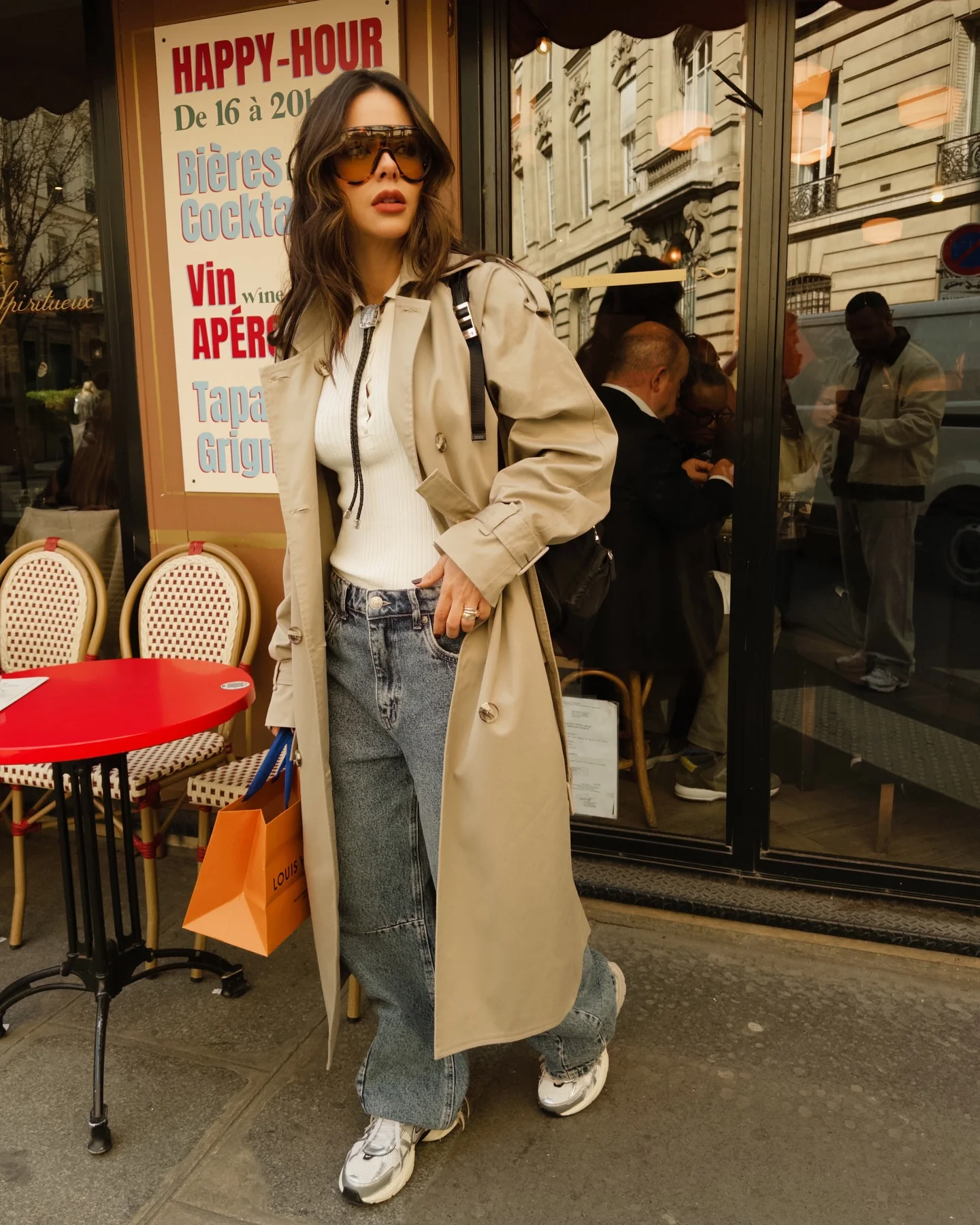 trench coat fall outfits 2026 City Cafe Style With Relaxed Trench And Denim
