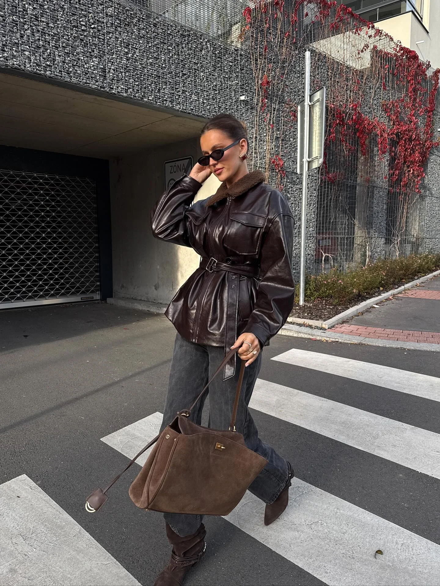 fall fashion outfits 2026 Dark Chocolate Leather And Relaxed Denim Done Right