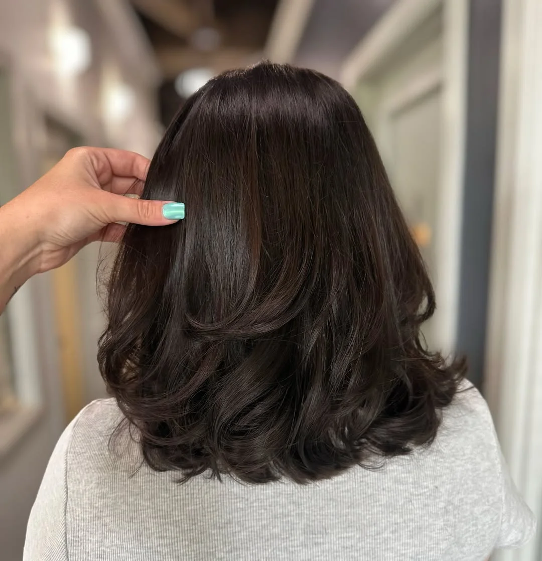 choppy medium layered hair Glossy Chocolate Layers That Move From Every Angle