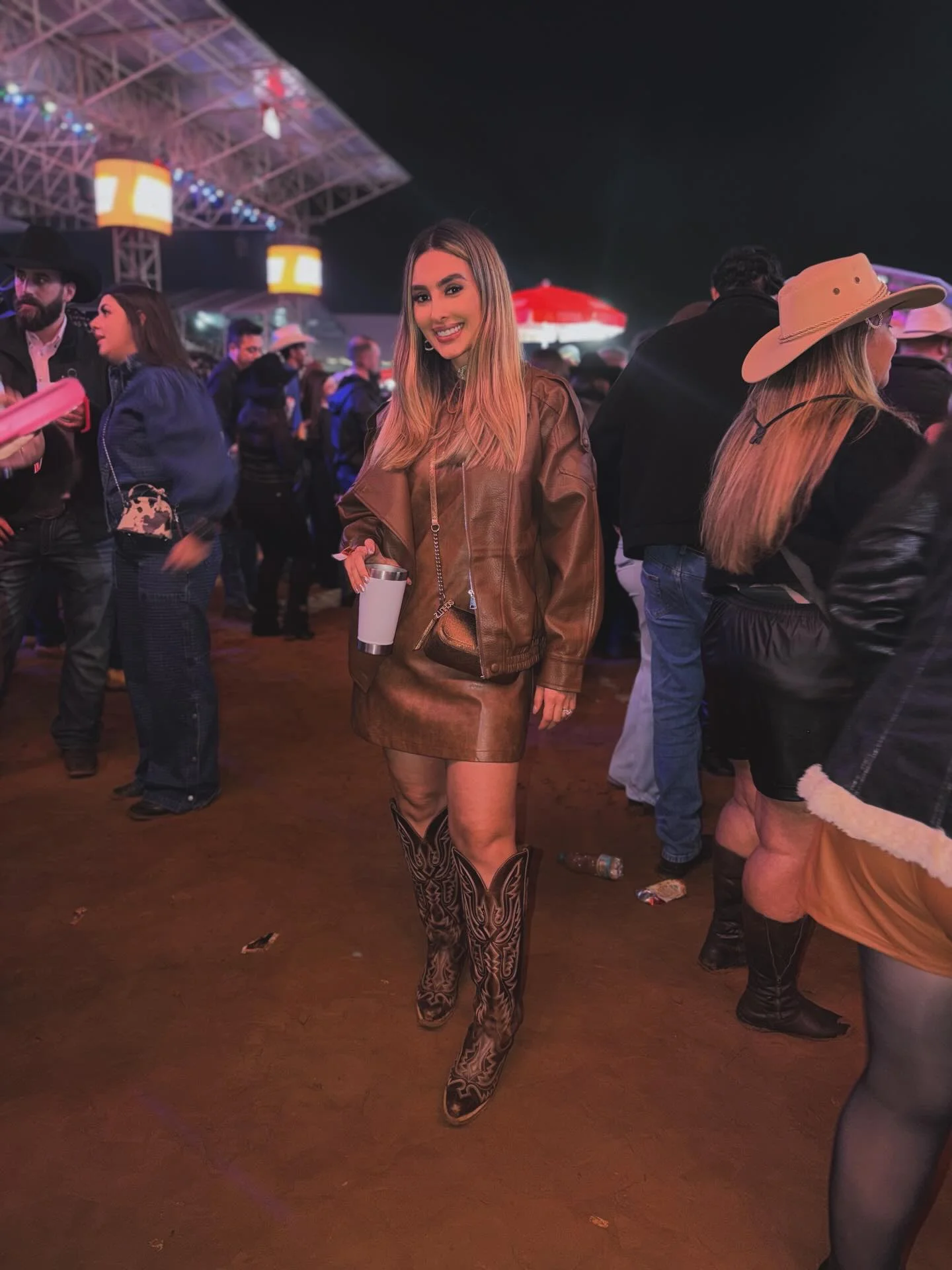 fall concert outfits 2026 Chocolate Leather Set That Elevates Country Concert Style