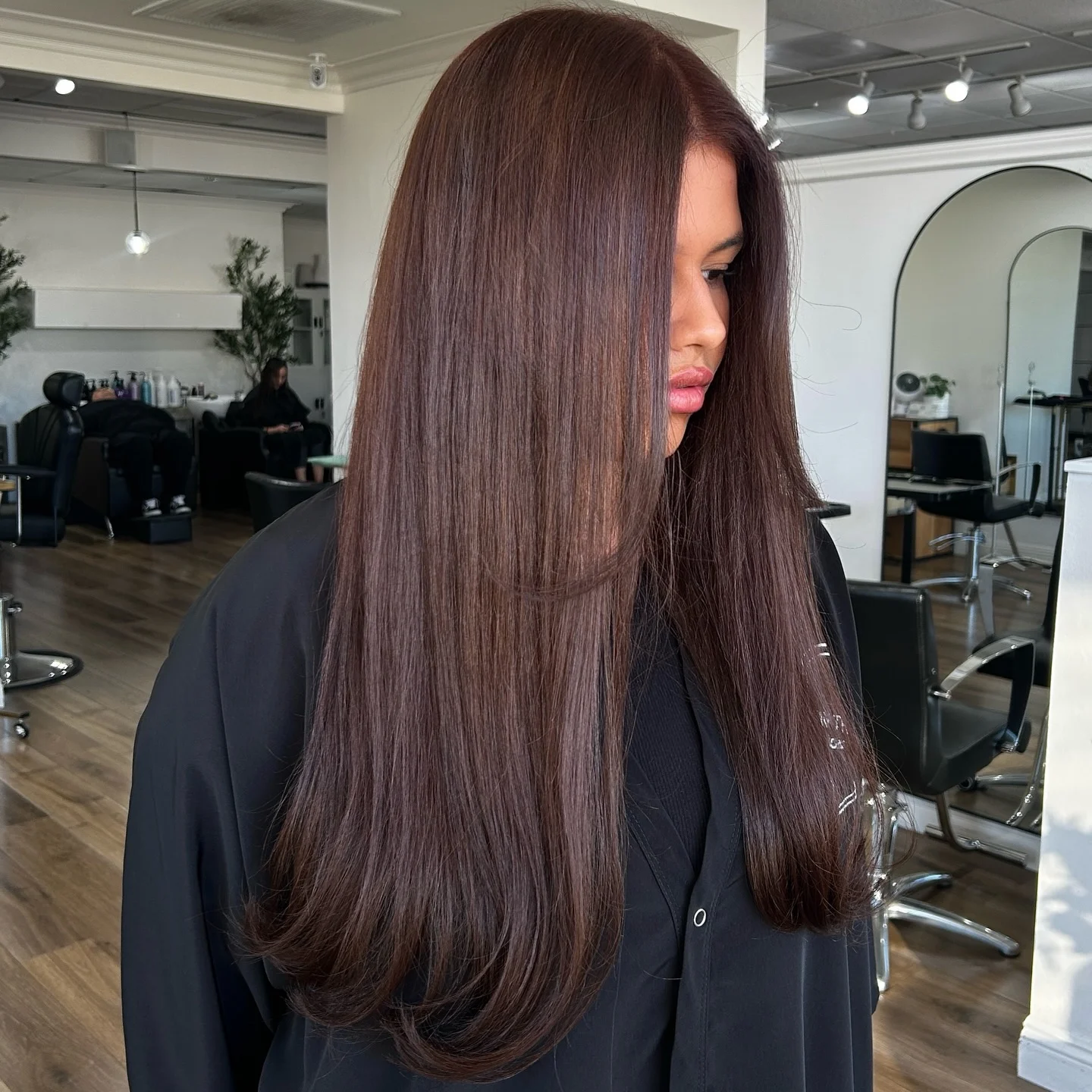 chestnut brown hair color Classic Sleek Chestnut Brown Hair With Soft Rounded Ends