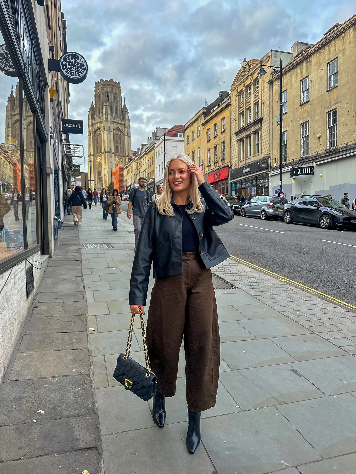 september fashion trends 2026 Modern City Tailoring With Cropped Leather And Wide-Leg Trousers