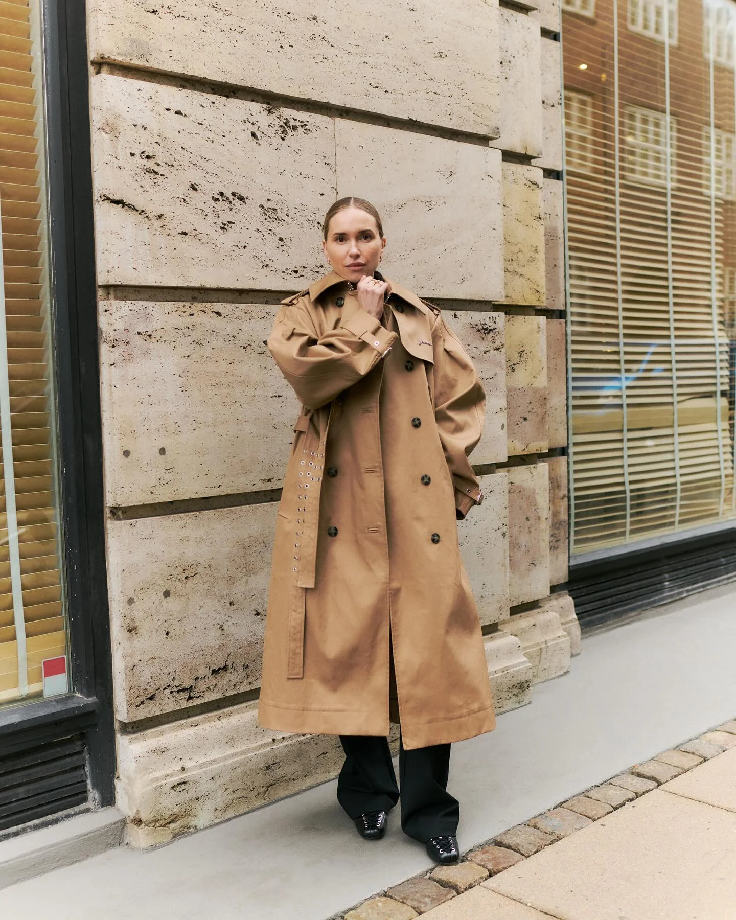 trench coat fall outfits 2026 Oversized Camel Trench With Contemporary Tailoring