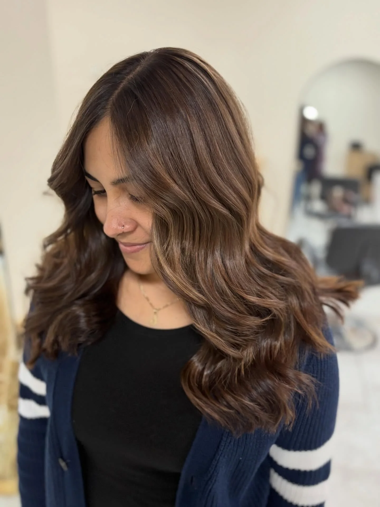full head babylights blonde on brown hair Soft Chocolate Babylights With Gentle Face Framing