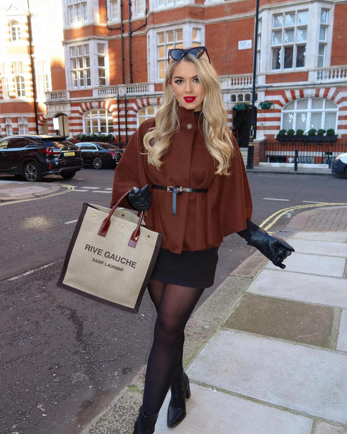 fall poncho outfits 2026 Chocolate Brown Poncho Styled With A Belt