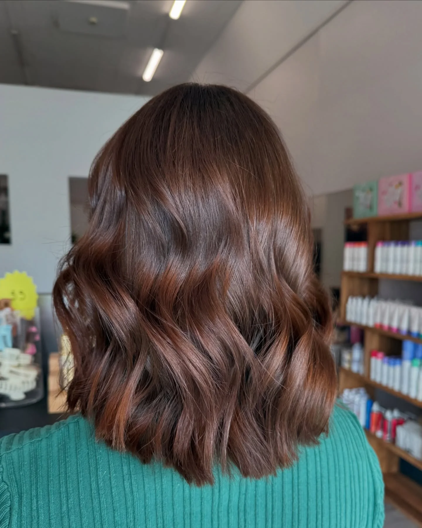 chestnut brown hair color Medium Chestnut Waves With Natural Gloss