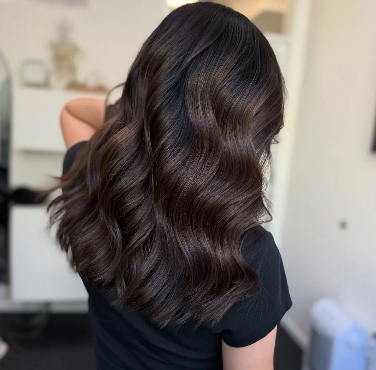 fall hair color ideas 2026 Espresso Brown With Silky Soft Waves