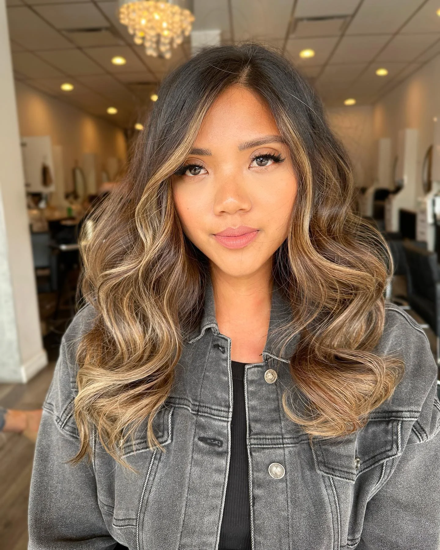 full head babylights blonde on brown hair Soft Shoulder-Length Blonde Babylights With Face-Framing Brightness