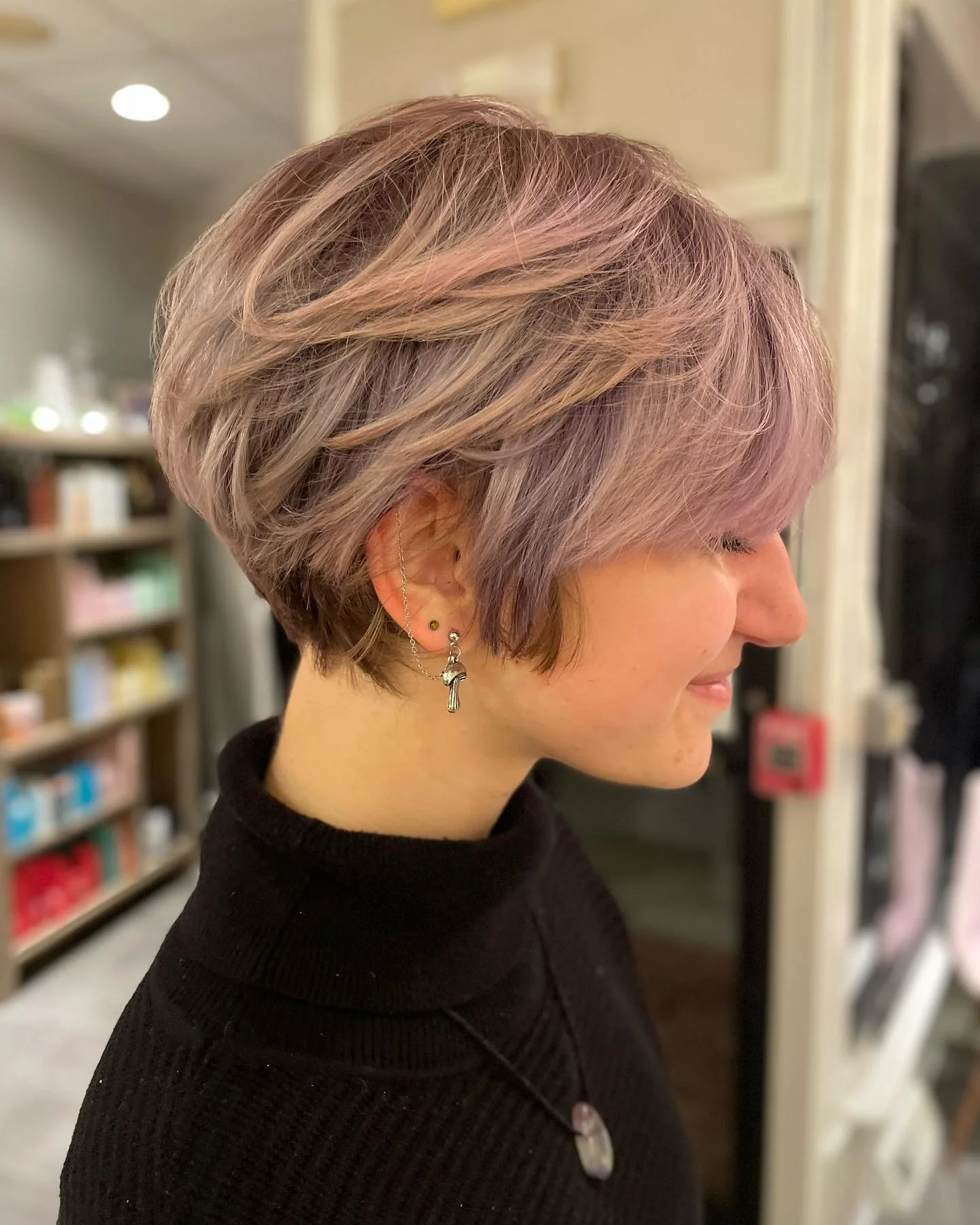 bixie haircut Soft Lavender Layered Bixie With Airy Volume
