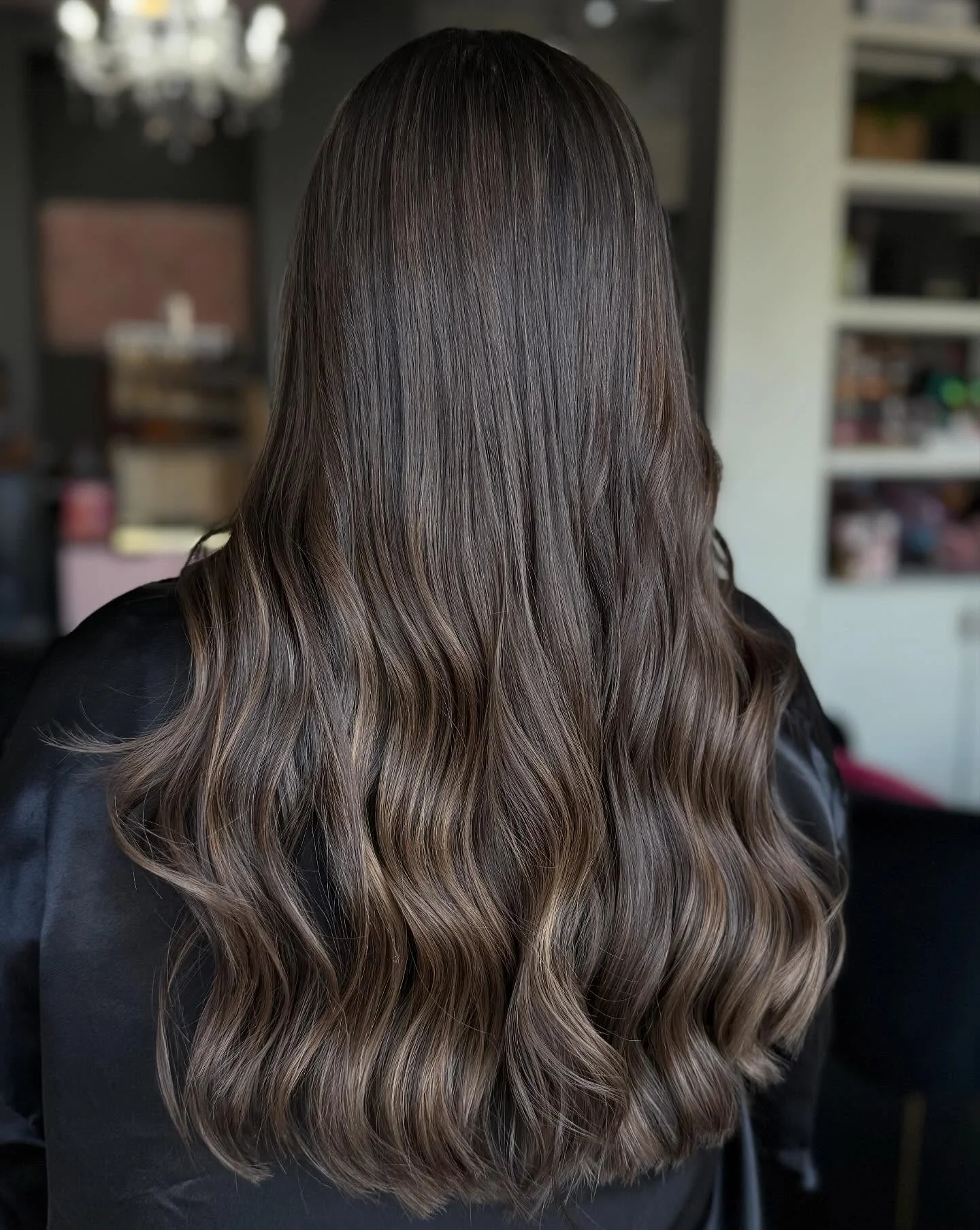 fall hair color ideas 2026 Glossy Mushroom Brunette With Soft Dimension