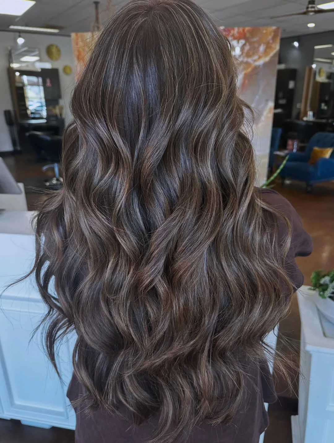 babylights hair ideas Cool Espresso Waves With Whisper-Light Babylights