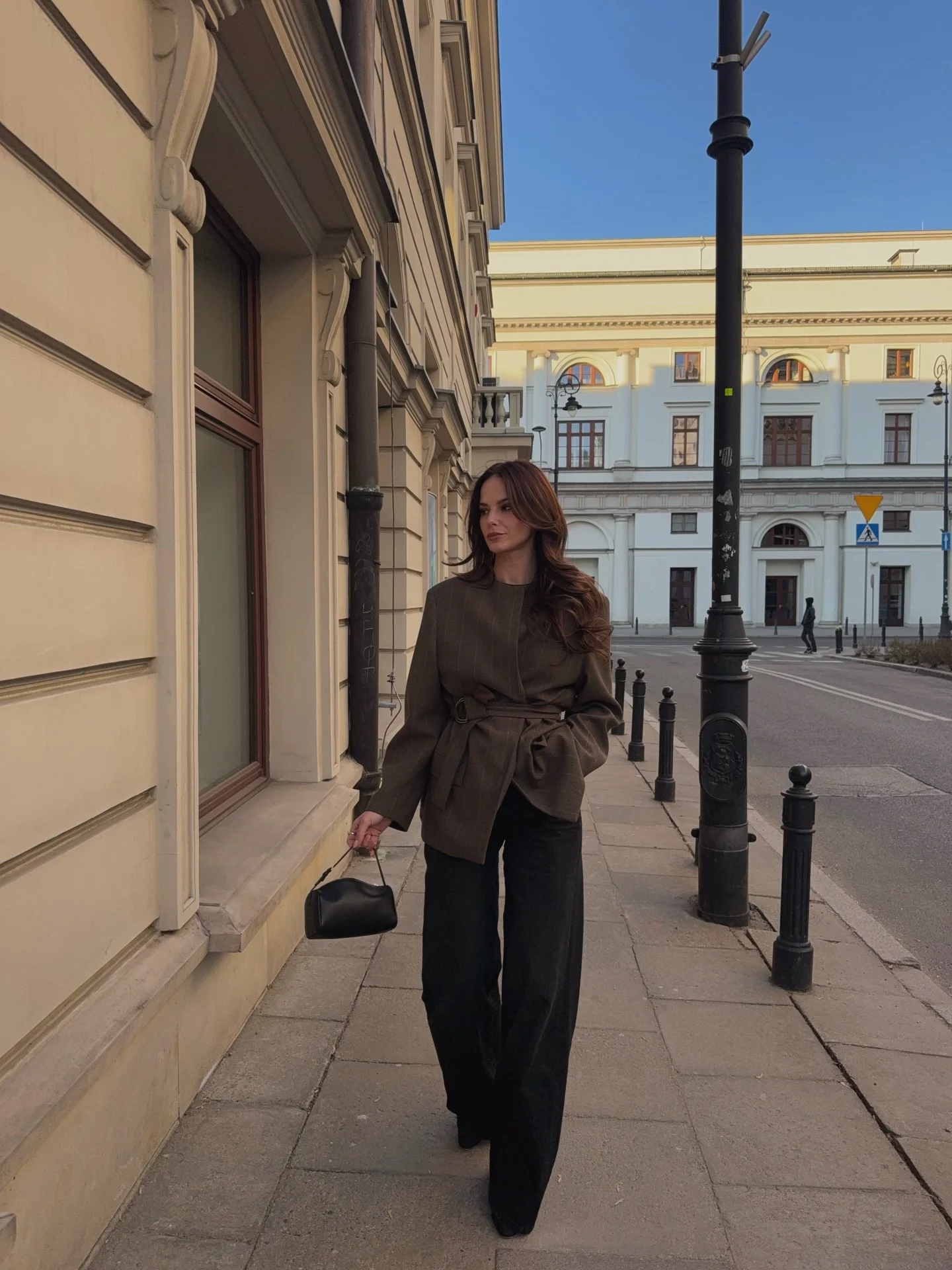fall outfits wide leg trousers 2026 Chocolate Belted Blazer For Modern Business Casual