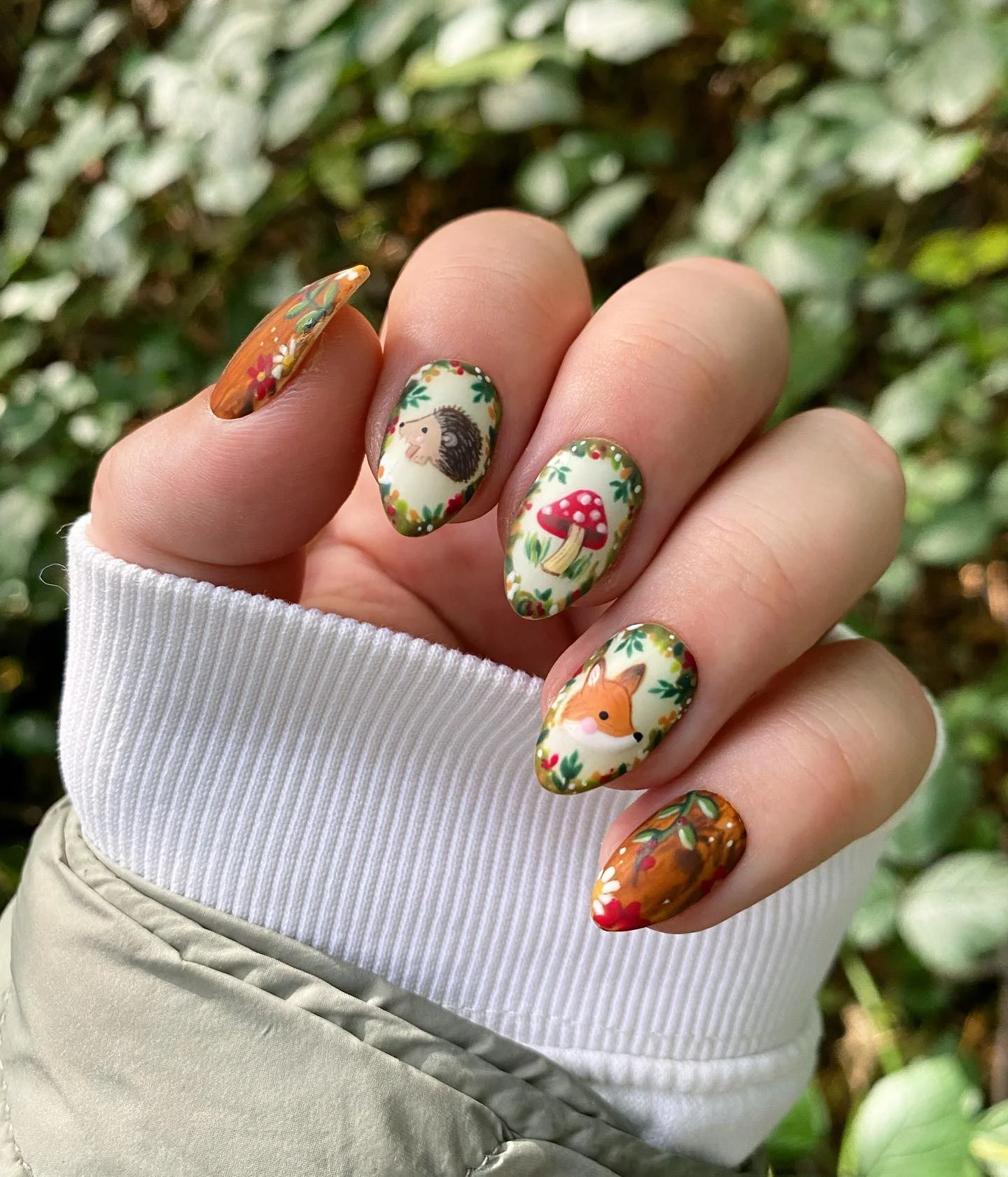 september nail art ideas 2026 Whimsical Woodland Forest Storybook Manicure