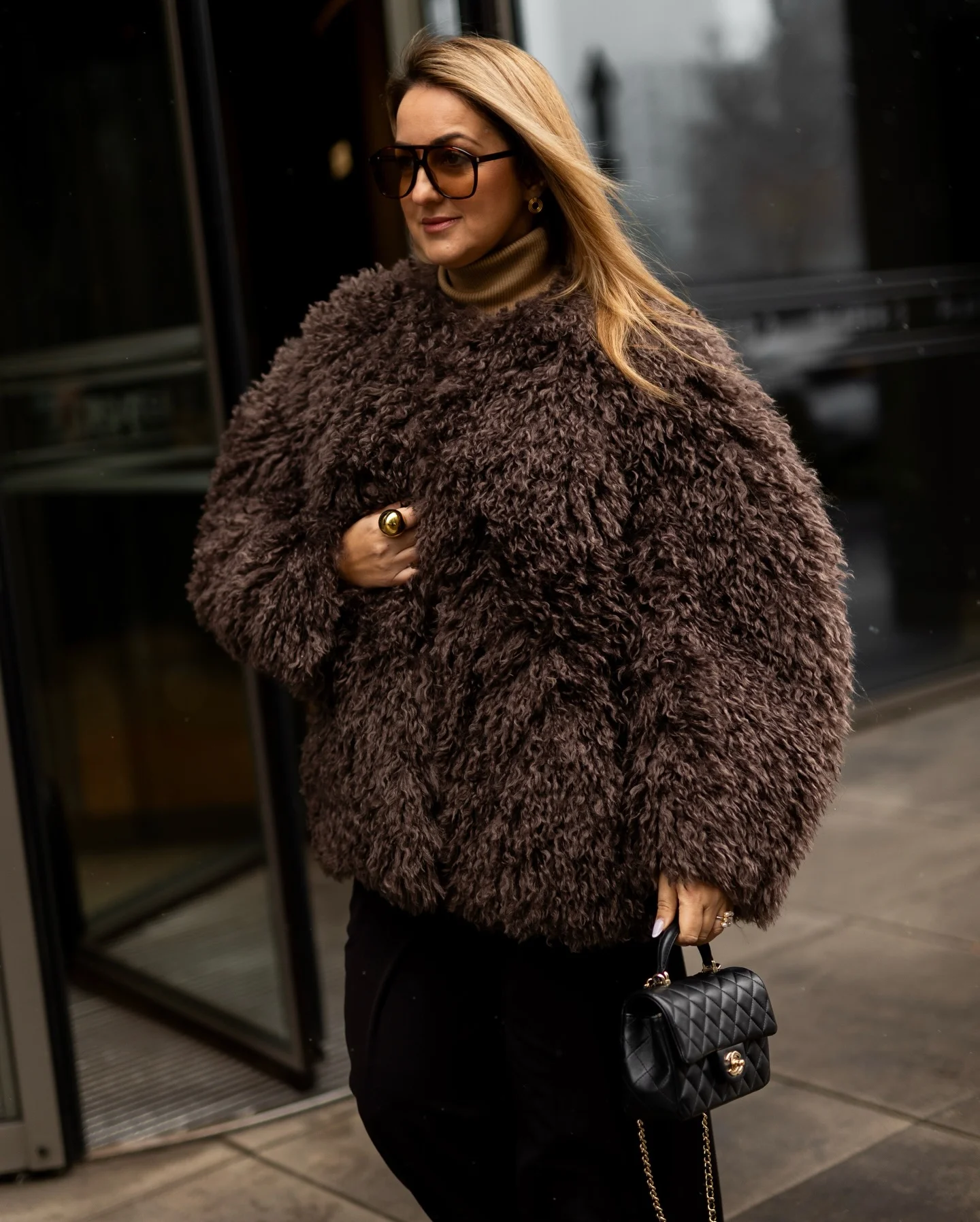 shaggy jacket Chocolate Faux Fur With Rich Tonal Layers