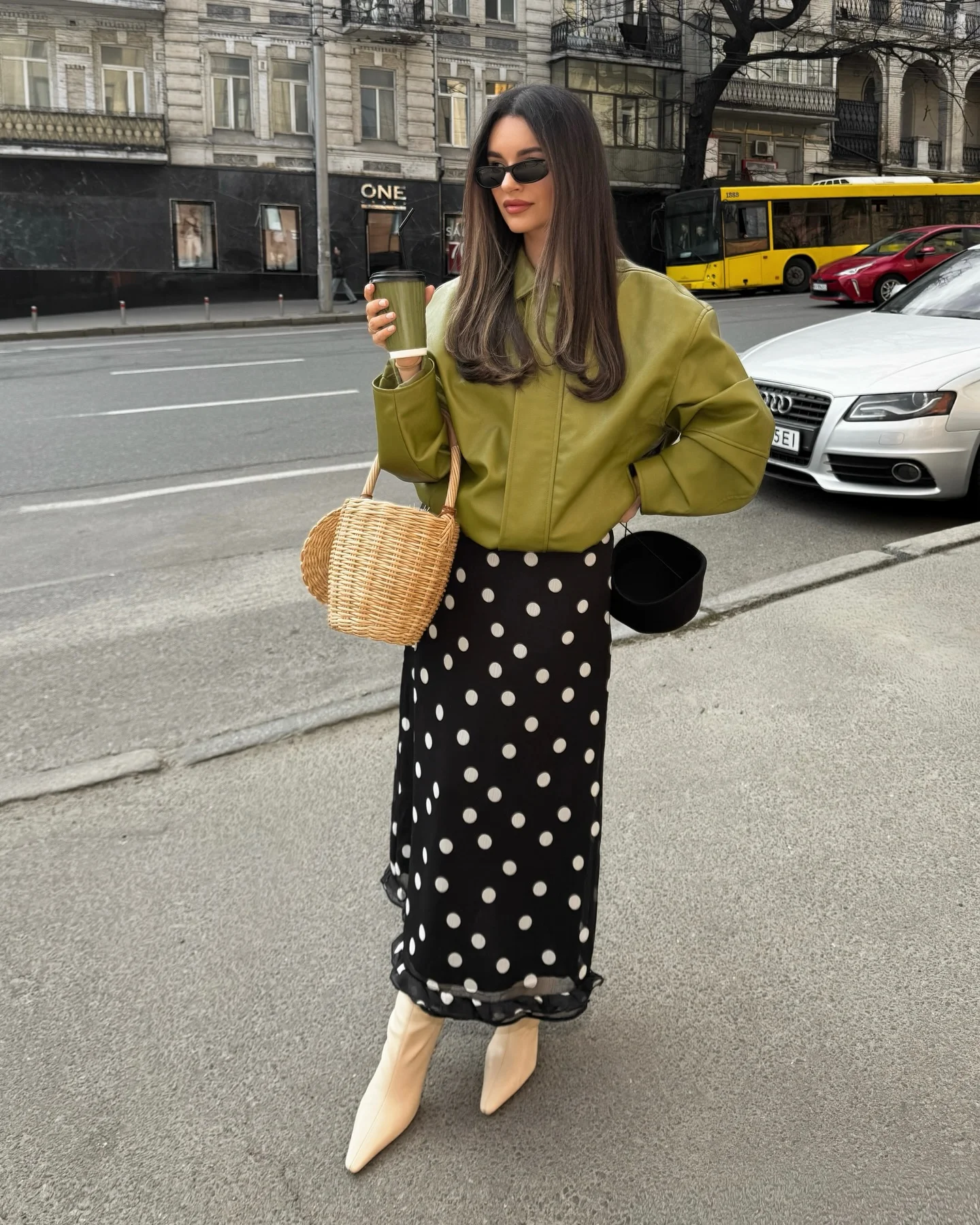 september fashion trends 2026 Olive Leather And Polka Dots For A Modern European Mood