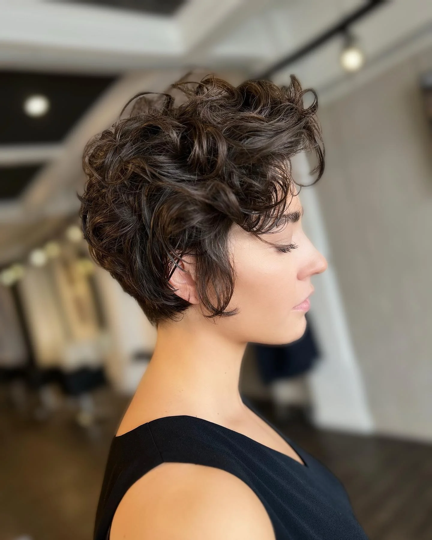 bixie haircut Voluminous Espresso Bixie With Sculpted Curls