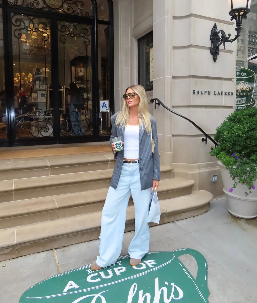 early fall outfits 2026 Pinstripe Blazer With Wide-Leg Jeans And Minimal Layers
