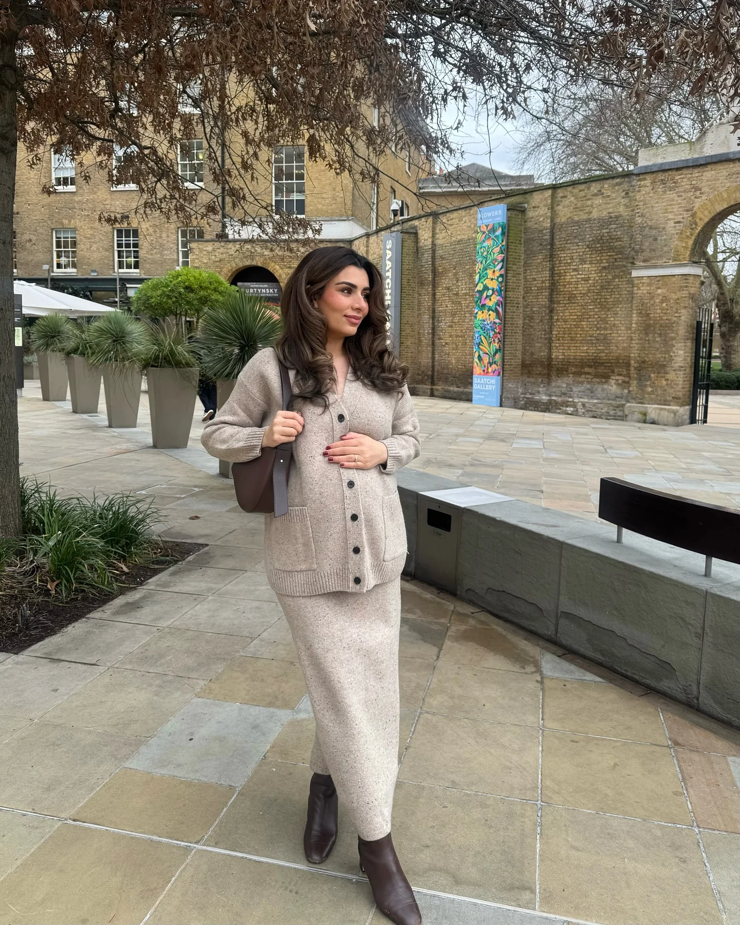 knit skirt outfits fall 2026 Relaxed Beige Cardigan Styling With A Soft Knit Maxi Skirt