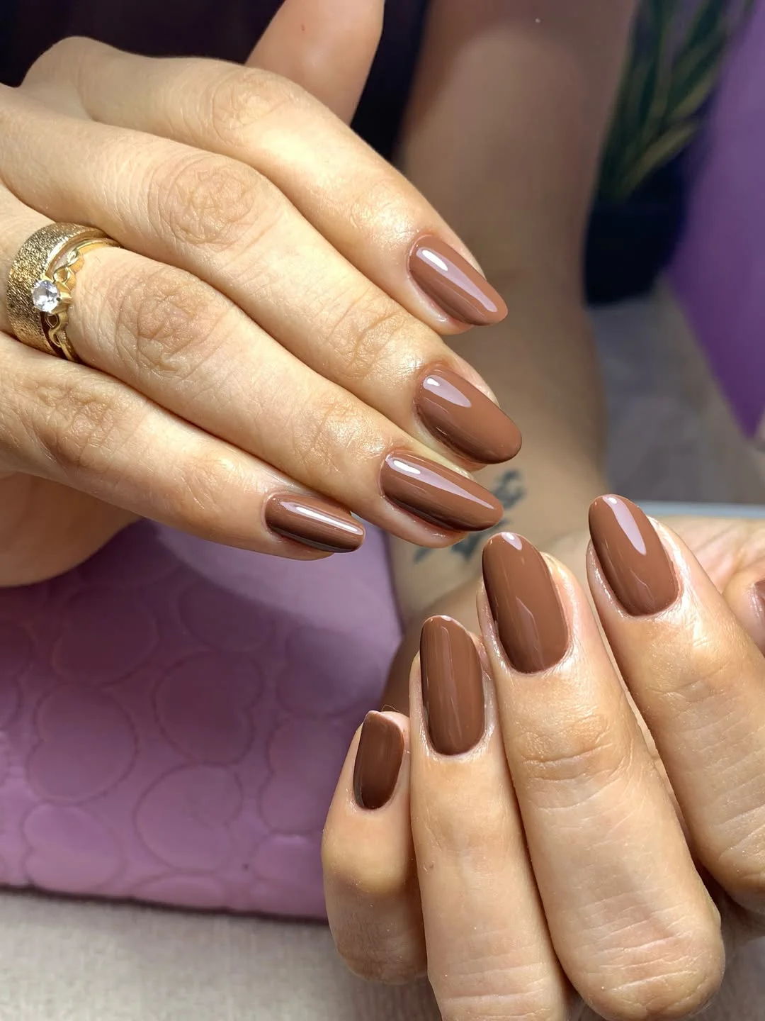autumn nails color Glossy Chocolate Brown For A Rich Autumn Finish