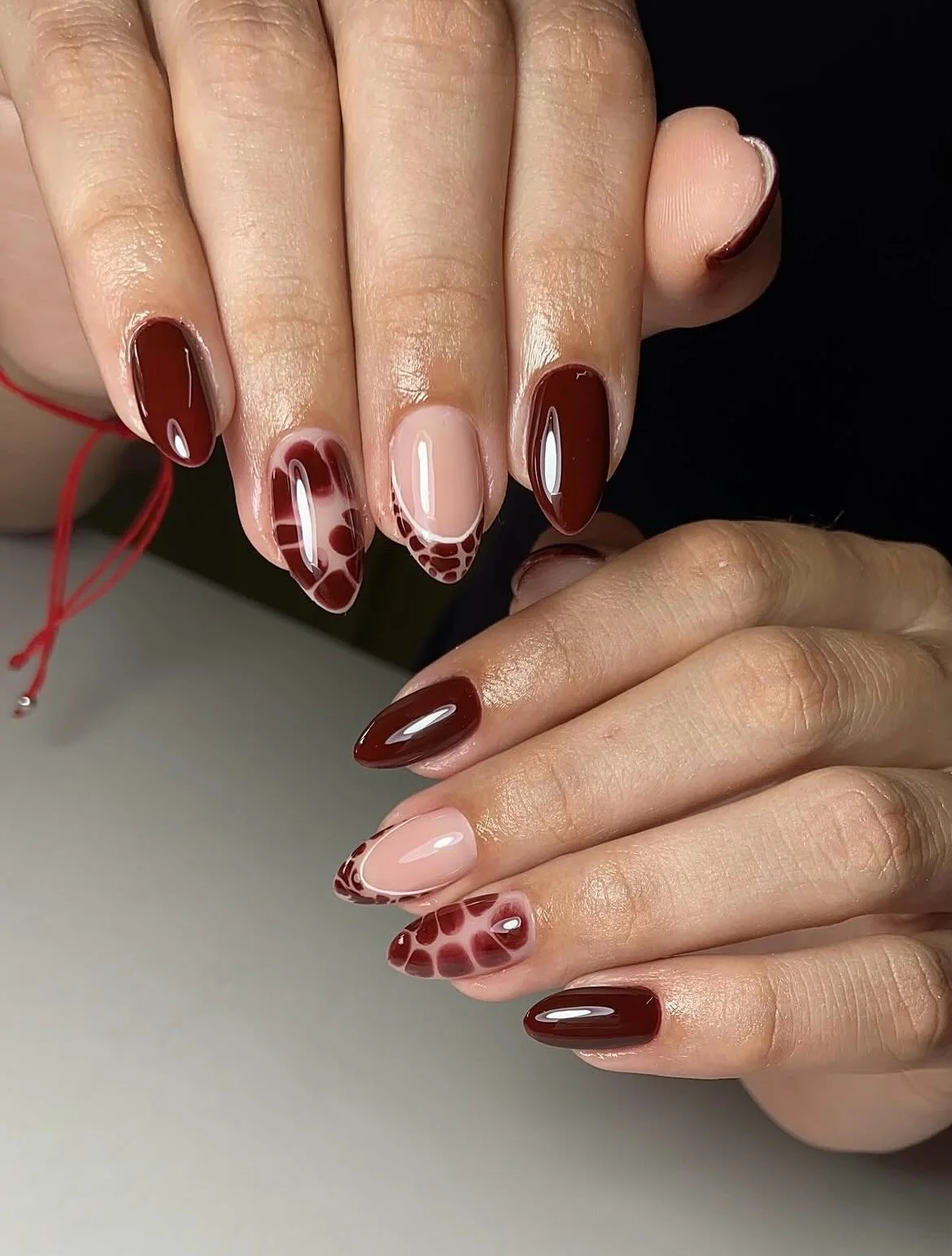 fall nail trends 2026 Chocolate Mocha Nails With Modern Tortoiseshell Accents