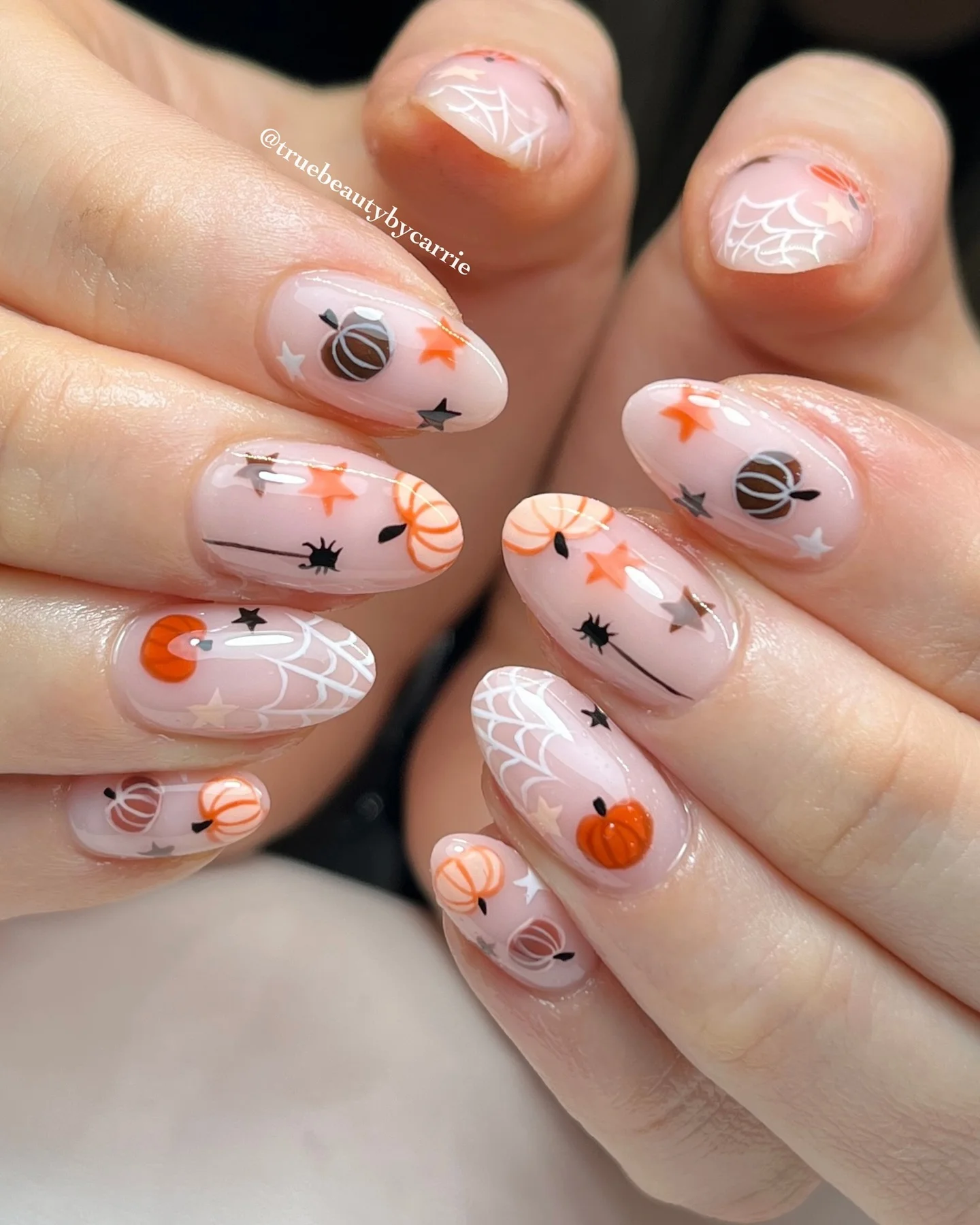 fall nails with pumpkins 2026 Playful Pumpkin Webs With A Spooky Twist