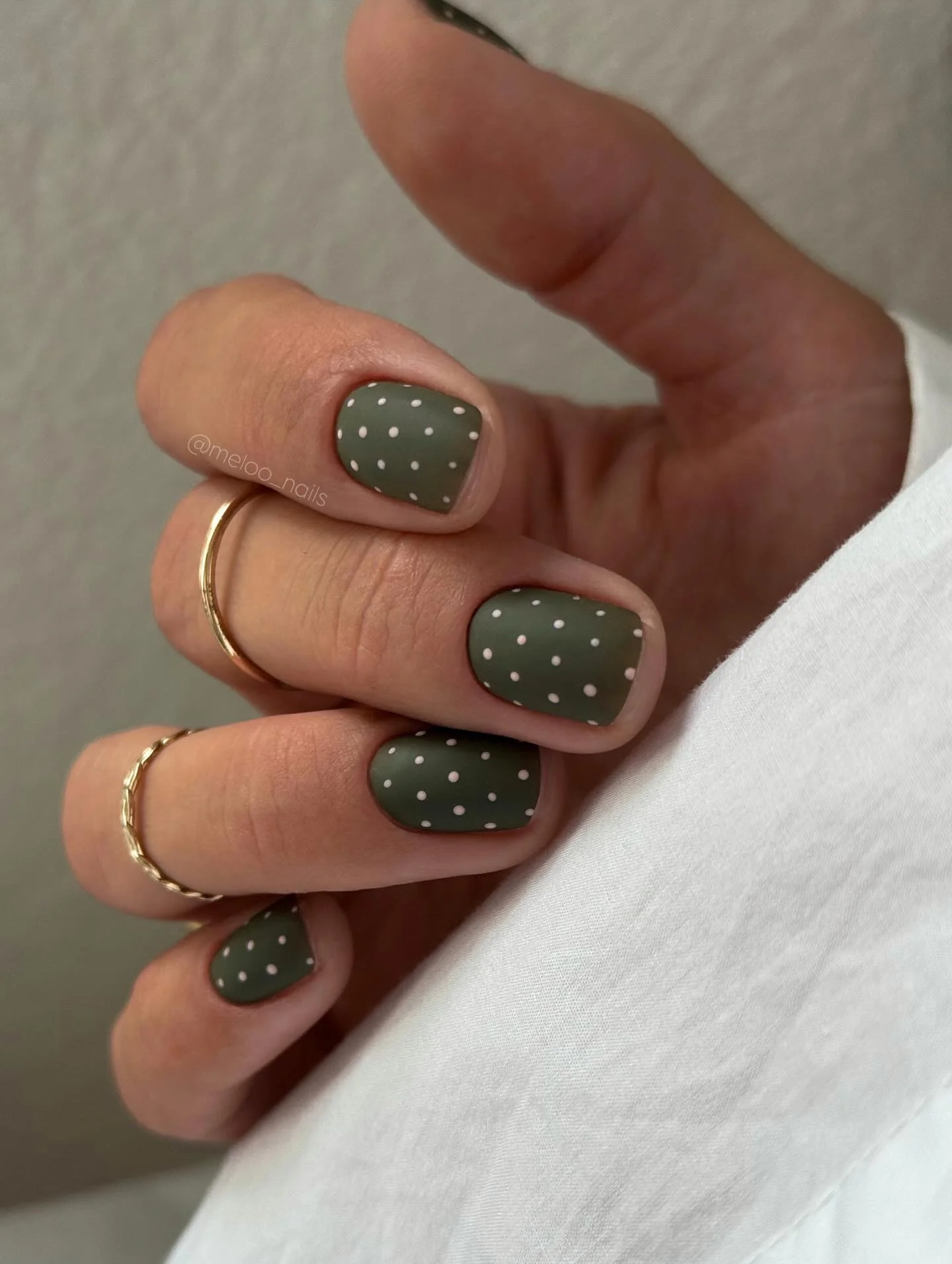 polka dot fall nails 2026 Olive Green Dots With A Soft Minimalist Finish
