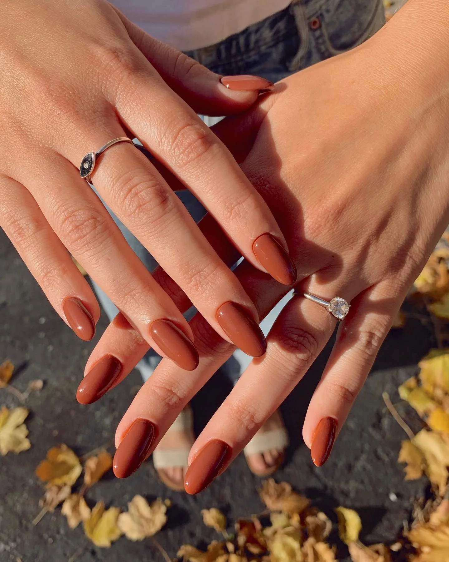 fall manicure colors 2026 Warm Cinnamon Almond Nails For Peak Autumn Mood