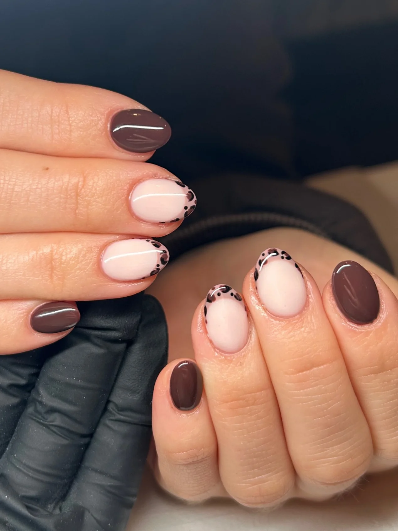 fall short almond nails 2026 Minimal Cocoa Nails With Delicate Leopard Accents