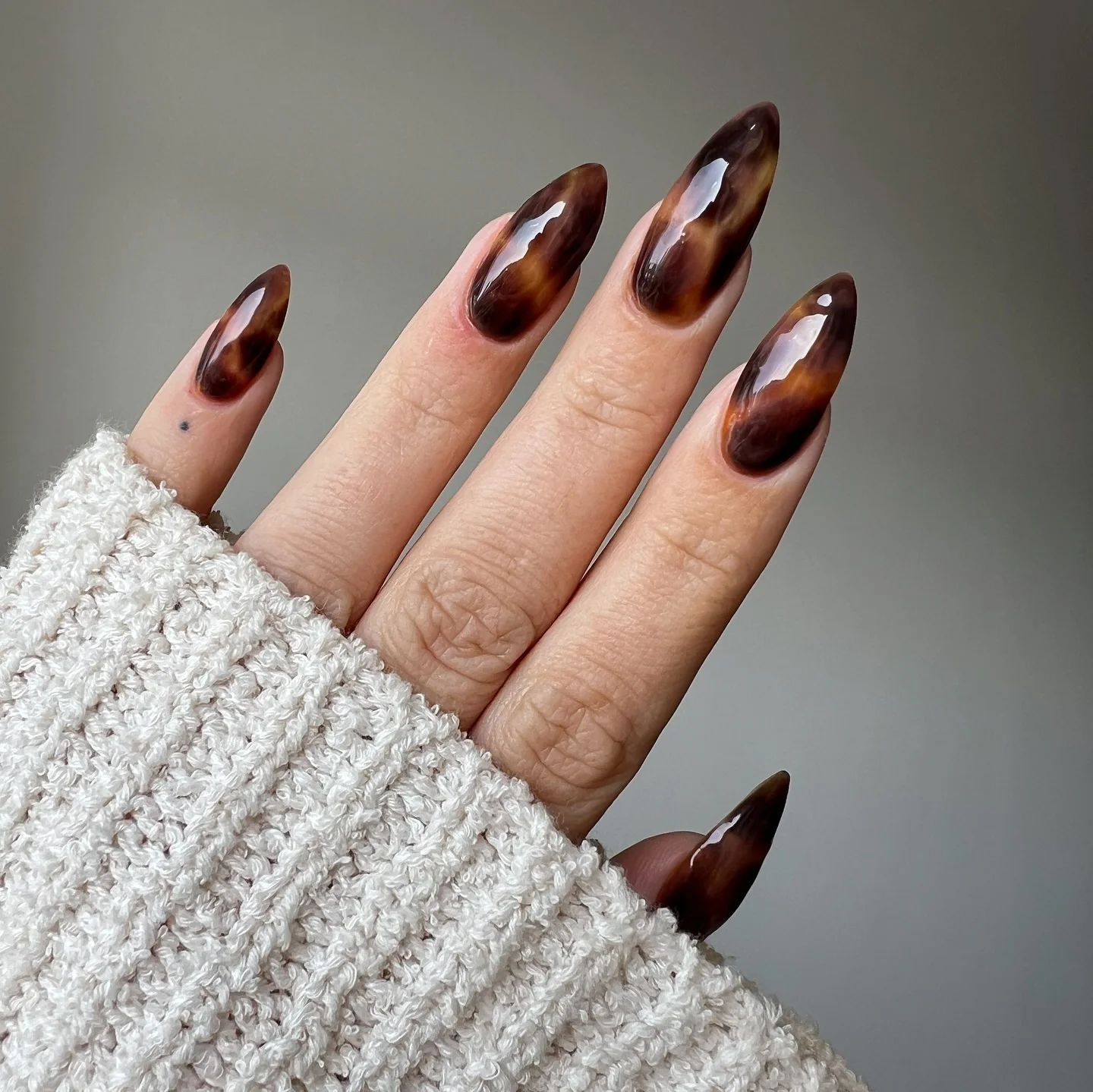 fall nails for pale skin 2026 Deep Tortoiseshell Almond Nails