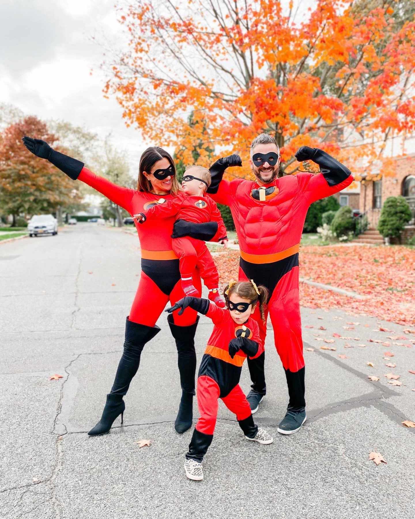 halloween costume for kids 2026 Superhero Family In Matching Red Suits