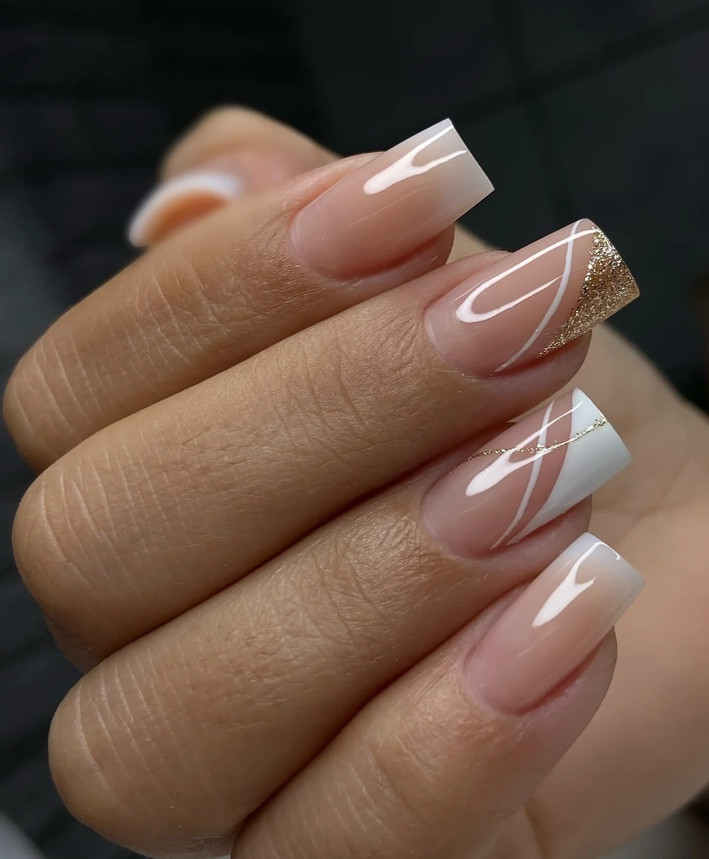 nude fall nails 2026 Elegant Nude French With Fine Gold Lines