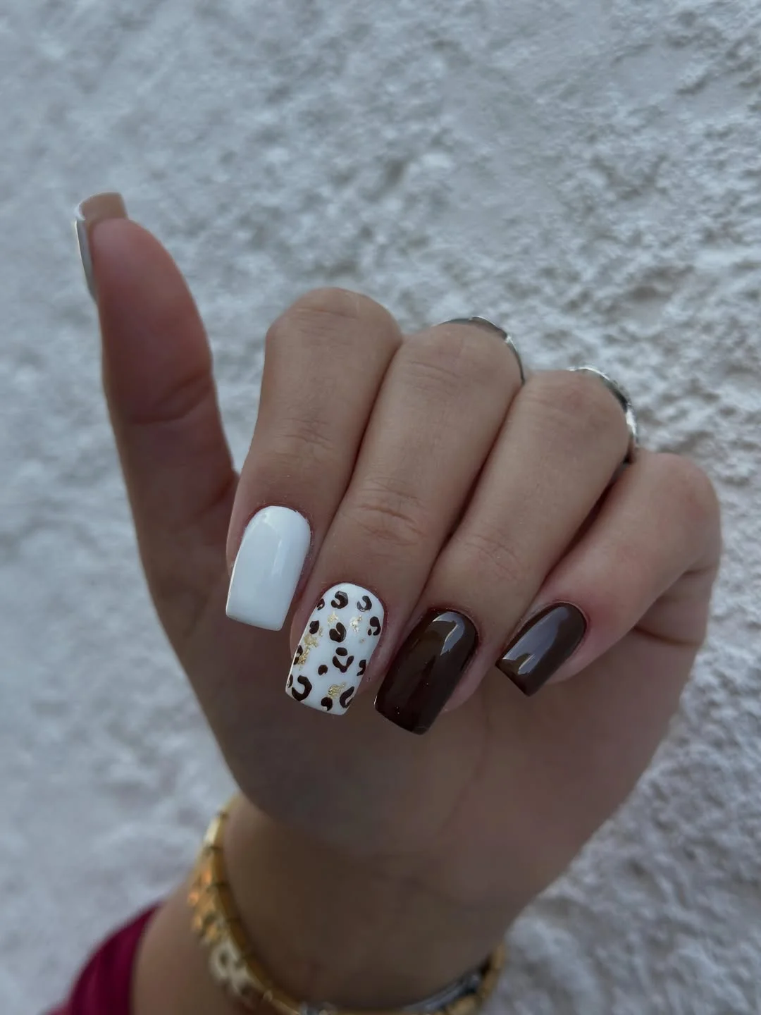 fall nails with accent nail Chocolate Leopard With A Crisp White Accent