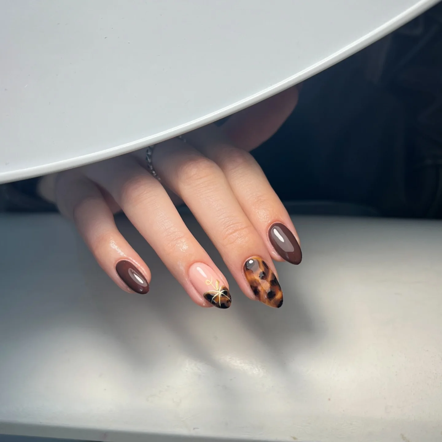fall nails with pumpkins 2026 Chocolate Brown And Tortoiseshell Pumpkin Charm