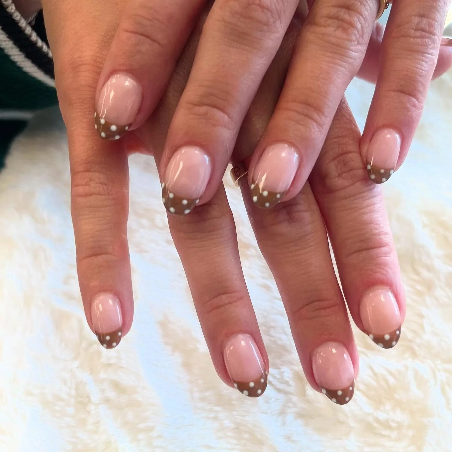 fall french nails 2026 Polka Dot Chocolate French For Everyday Autumn Style
