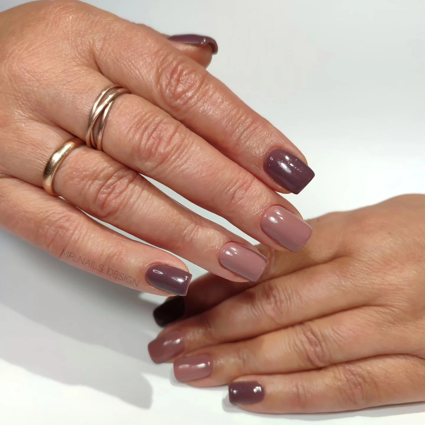 fall manicure colors 2026 Moody Mauve And Taupe Multi Color Manicure