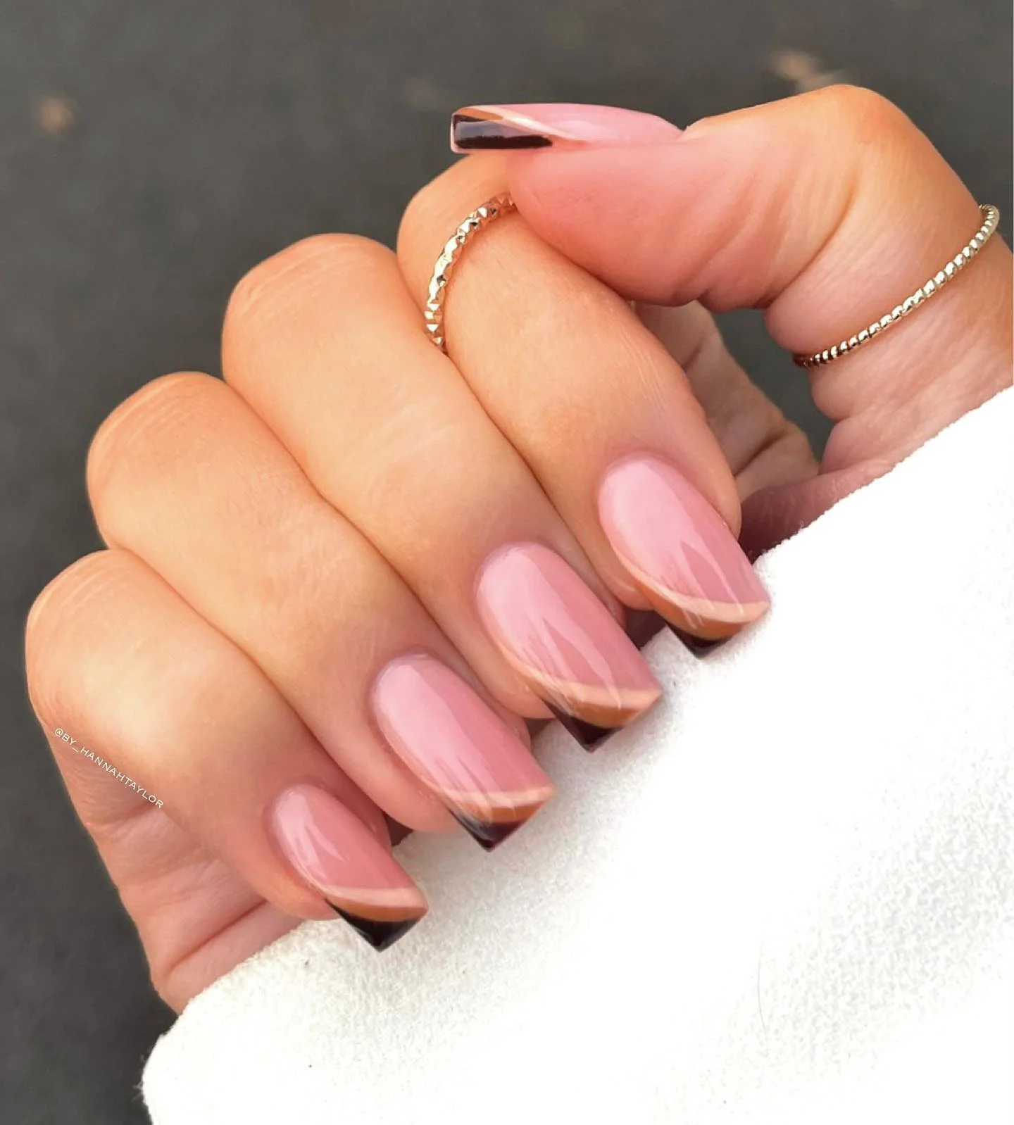 fall nail inspiration 2026 Modern Double French Chocolate Square Nails