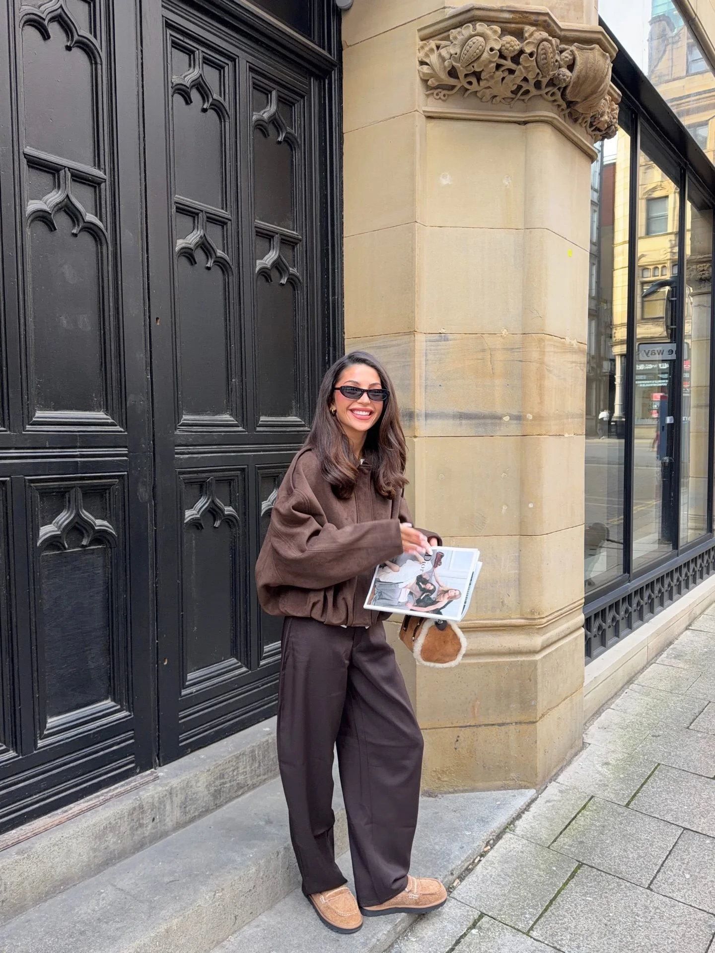 september fashion trends 2026 Chocolate Bomber With Relaxed Trousers And Loafers
