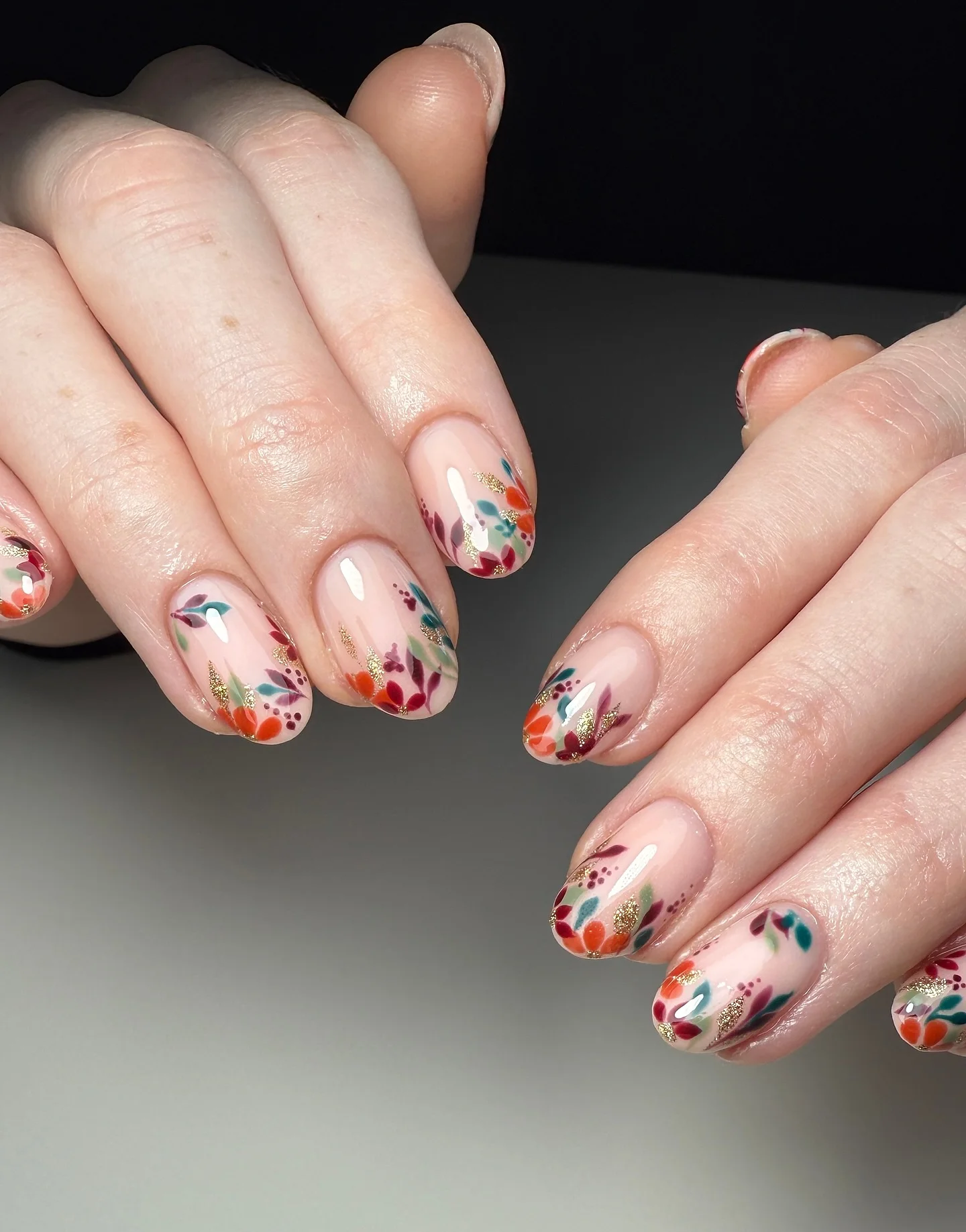 early fall nails 2026 Delicate Autumn Wildflower Tips