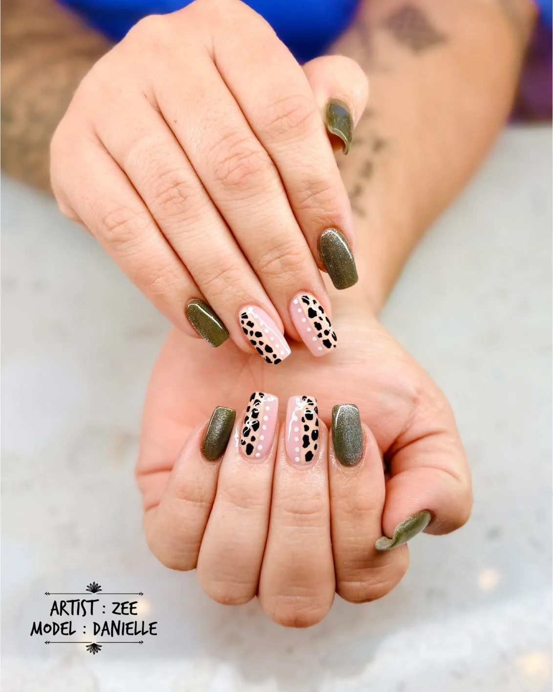 fall nails with autumn designs Olive Leopard Accents With Soft Pink Details