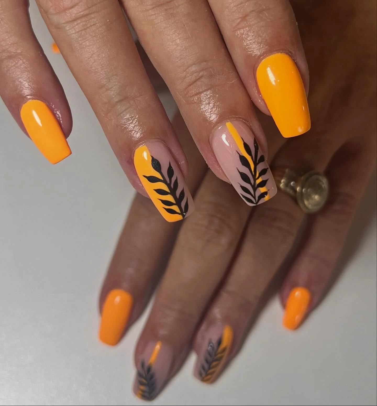 fall short coffin nails designs 2026 Burnt Orange Wheat Motifs For An Autumn Statement