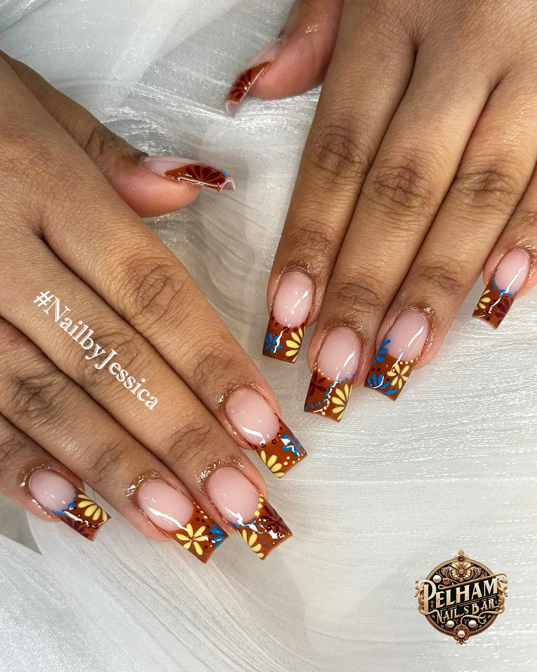 fall nail inspiration 2026 Colorful Botanical French Tips For Cozy Autumn Days