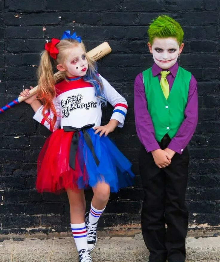 halloween costume for kids 2026 Harley Quinn And Joker Duo With Comic Book Energy