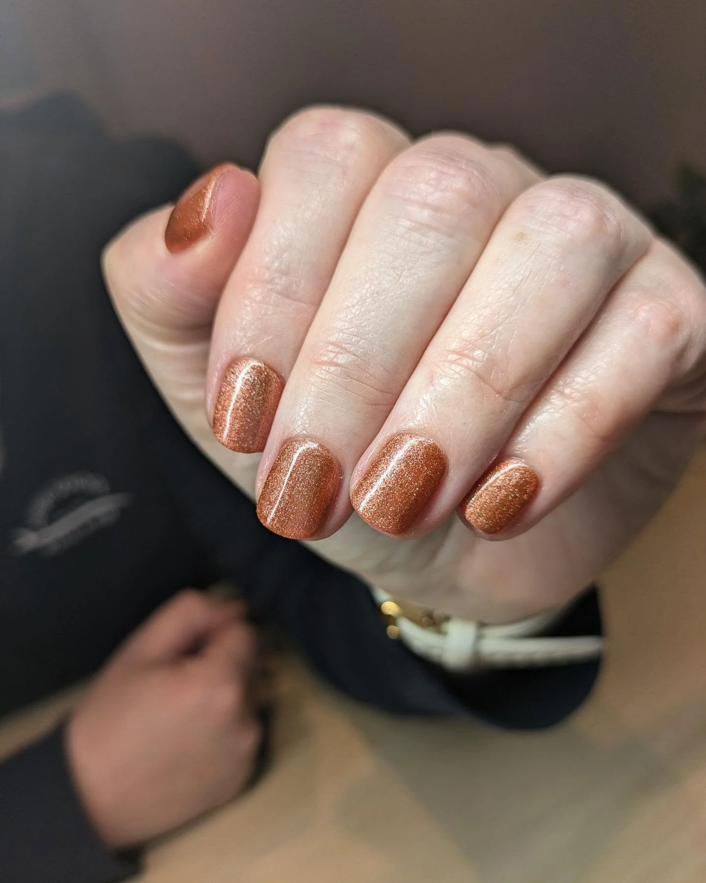 autumn nails color Burnished Copper Shimmer For Short Autumn Nails