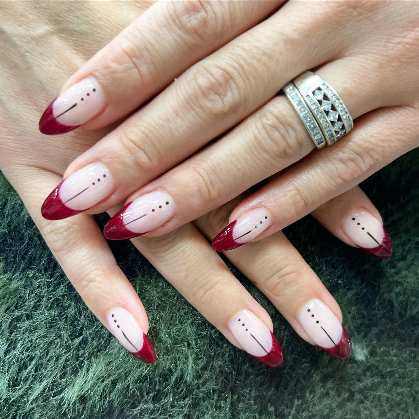 fall french nails 2026 Deep Burgundy French Almond With Minimalist Details
