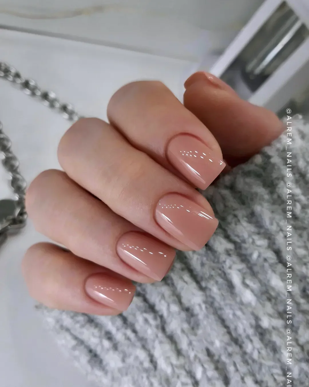 fall manicure colors 2026 Milky Nude With A Clean Squared Shape