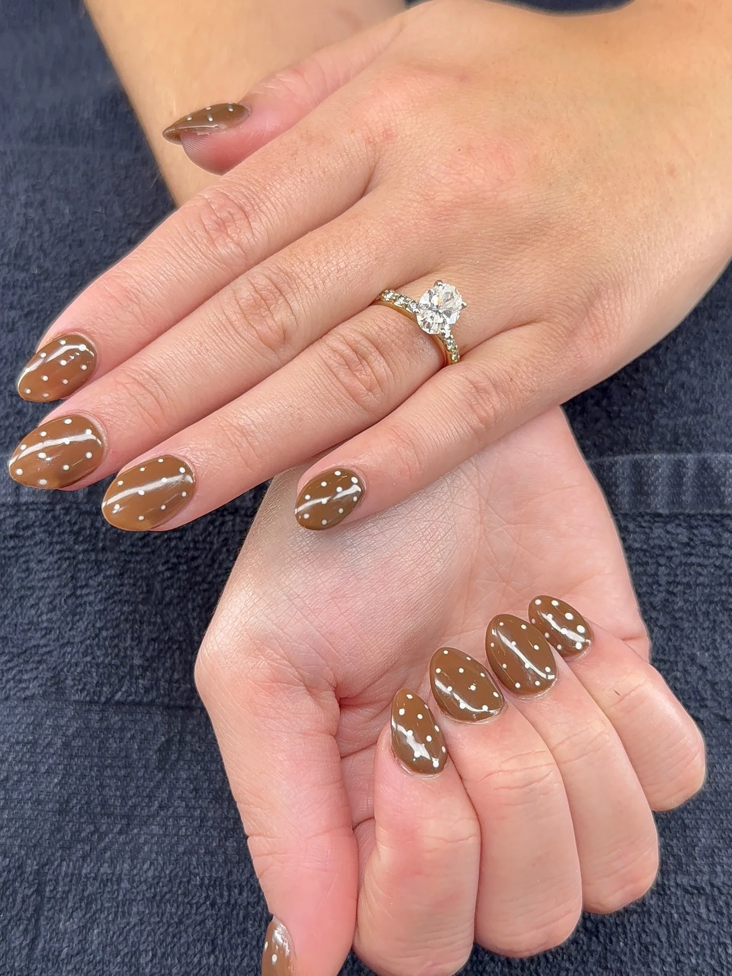 fall nails for pale skin 2026 Mocha Brown Polka Dots On Short Rounded Nails
