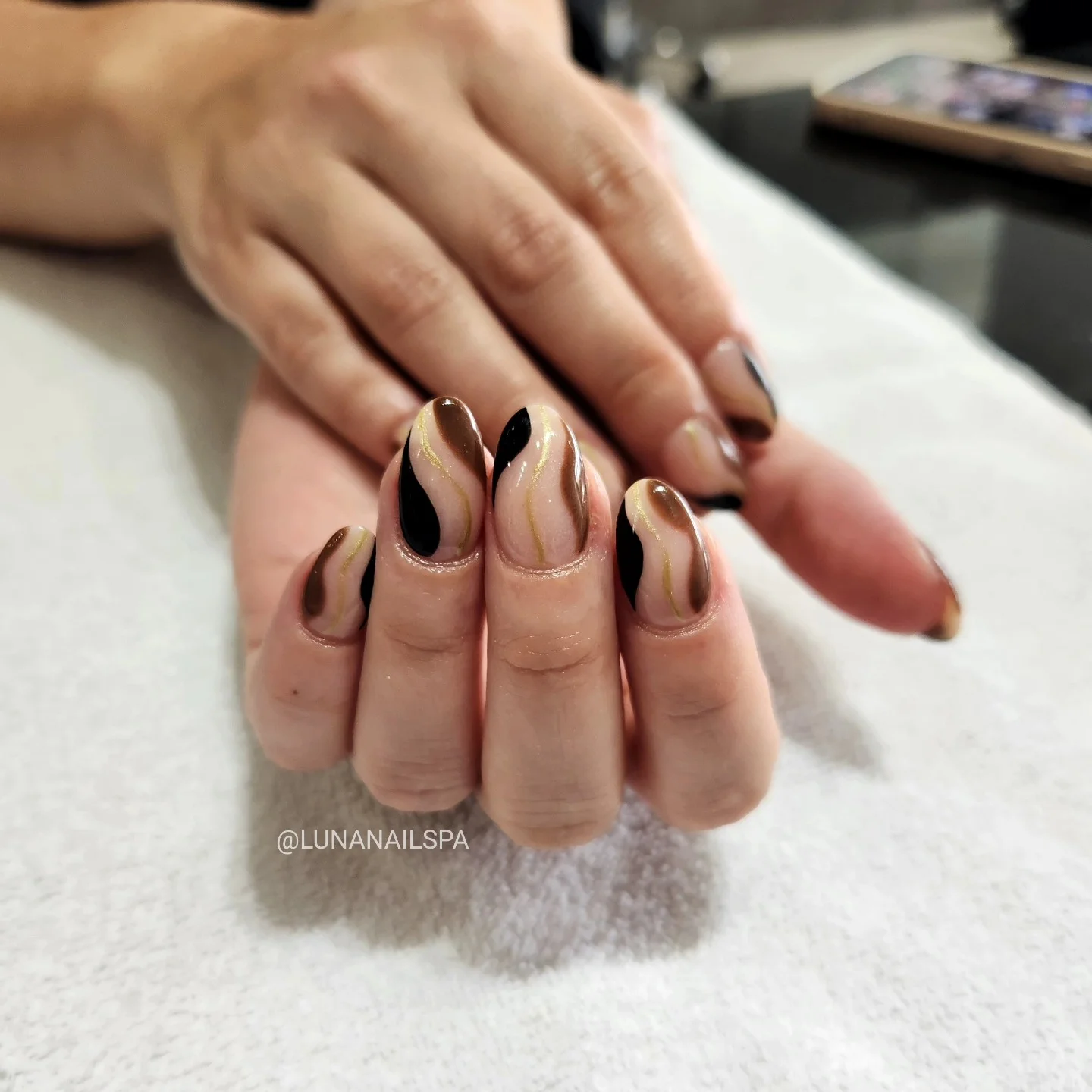 fall nails with autumn designs Chocolate And Black Abstract Autumn Waves