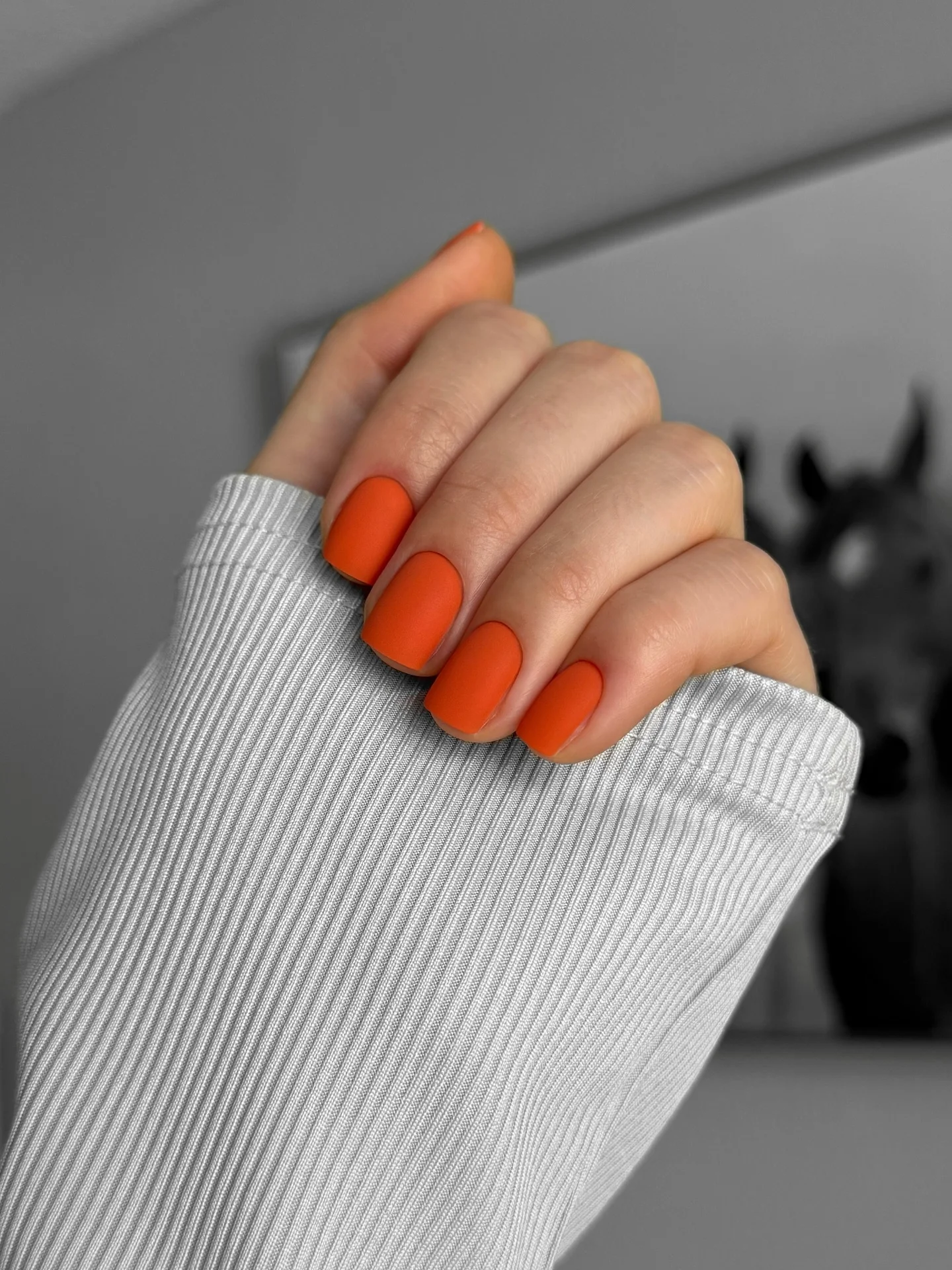 fall manicure colors 2026 Matte Pumpkin Orange On Short Rounded Nails